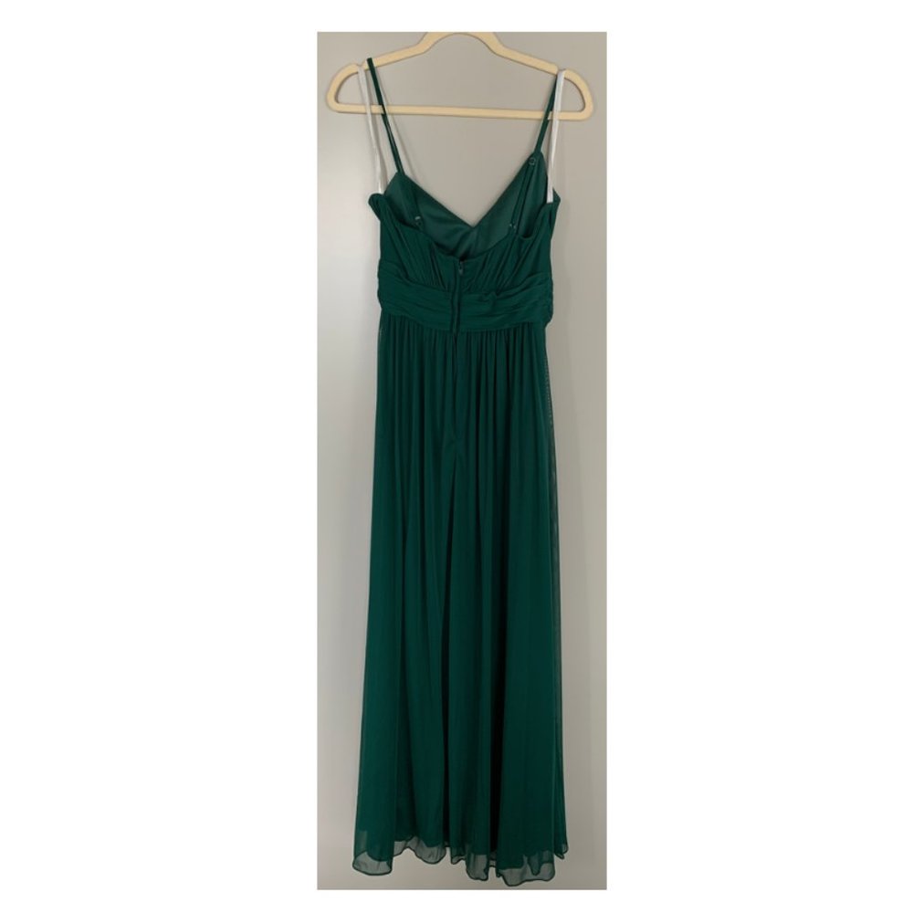 David's Bridal Spaghetti Strap Ruched Waist Mesh Bridesmaid Dress - Picture 3 of 3